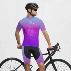 Men's Cycling Jersey Gradient Short Sleeve Bike Tee Tshirt Jersey with 3 Rear Pockets Mountain Bike MTB Quick Dry Anatomic Design Wicking Breathable Sports Blue Purple Green Clothing Apparel