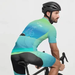 Men's Cycling Jersey Gradient Short Sleeve Bike Tee Tshirt Jersey with 3 Rear Pockets Mountain Bike MTB Quick Dry Anatomic Design Wicking Breathable Sports Blue Purple Green Clothing Apparel