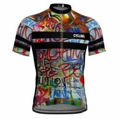 Men's Cycling Jersey Graffiti Funny Short Sleeve Bike Jersey Top with 3 Rear Pockets Mountain Bike MTB Road Bike Cycling Quick Dry Reflective Strips Back Pocket Moisture Wicking Sports Black Yellow