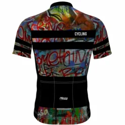 Men's Cycling Jersey Graffiti Funny Short Sleeve Bike Jersey Top with 3 Rear Pockets Mountain Bike MTB Road Bike Cycling Quick Dry Reflective Strips Back Pocket Moisture Wicking Sports Black Yellow