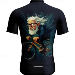 Men's Cycling Jersey Graphic Short Sleeve Bike Tee Tshirt Jersey with 3 Rear Pockets Mountain Bike MTB Quick Dry Anatomic Design Wicking Breathable Sports Black Dark Navy Dark Blue Clothing Apparel