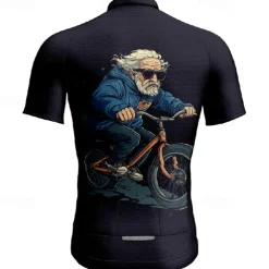 Men's Cycling Jersey Graphic Short Sleeve Bike Tee Tshirt Jersey with 3 Rear Pockets Mountain Bike MTB Quick Dry Anatomic Design Wicking Breathable Sports Black Dark Navy Dark Blue Clothing Apparel