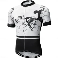 Men's Cycling Jersey Graphic Geometry Short Sleeve Bike Jersey Top with 3 Rear Pockets Mountain Bike MTB Road Bike Cycling Quick Dry Reflective Strips Back Pocket Moisture Wicking Sports White Yellow