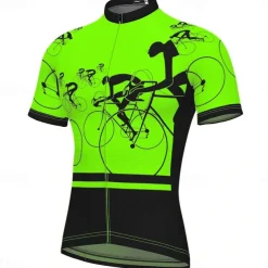 Men's Cycling Jersey Graphic Geometry Short Sleeve Bike Jersey Top with 3 Rear Pockets Mountain Bike MTB Road Bike Cycling Quick Dry Reflective Strips Back Pocket Moisture Wicking Sports White Yellow