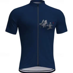 Men's Cycling Jersey Graphic Short Sleeve Bike Tee Tshirt Top with 3 Rear Pockets Mountain Bike MTB Road Bike Cycling Quick Dry Front Zipper Wicking Sports Black Navy Blue Green Clothing Apparel