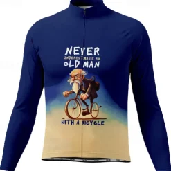 Men's Cycling Jersey Graphic Long Sleeve Bike Tee Tshirt Jersey with 3 Rear Pockets Mountain Bike MTB Quick Dry Anatomic Design Wicking Breathable Sports Navy Blue Blue Clothing Apparel