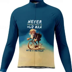 Men's Cycling Jersey Graphic Long Sleeve Bike Tee Tshirt Jersey with 3 Rear Pockets Mountain Bike MTB Quick Dry Anatomic Design Wicking Breathable Sports Navy Blue Blue Clothing Apparel