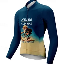 Men's Cycling Jersey Graphic Long Sleeve Bike Tee Tshirt Jersey with 3 Rear Pockets Mountain Bike MTB Quick Dry Anatomic Design Wicking Breathable Sports Navy Blue Blue Clothing Apparel