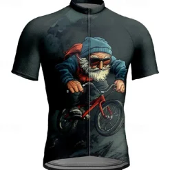 Men's Cycling Jersey Graphic Short Sleeve Bike Tee Tshirt Jersey with 3 Rear Pockets Mountain Bike MTB Quick Dry Anatomic Design Wicking Breathable Sports Dark Grey Black Dark Navy Clothing Apparel