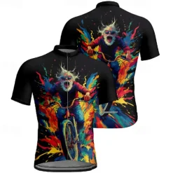 Men's Cycling Jersey Graphic Short Sleeve Bike Tee Tshirt Jersey with 3 Rear Pockets Mountain Bike MTB Quick Dry Anatomic Design Wicking Breathable Sports Black Khaki Clothing Apparel