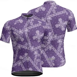 Men's Cycling Jersey Graphic Short Sleeve Bike Tee Tshirt Jersey with 3 Rear Pockets Mountain Bike MTB Quick Dry Anatomic Design Wicking Breathable Sports Wine Red Black Purple Clothing Apparel