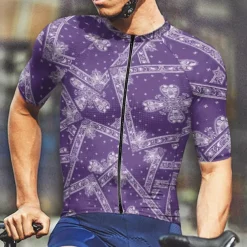 Men's Cycling Jersey Graphic Short Sleeve Bike Tee Tshirt Jersey with 3 Rear Pockets Mountain Bike MTB Quick Dry Anatomic Design Wicking Breathable Sports Wine Red Black Purple Clothing Apparel