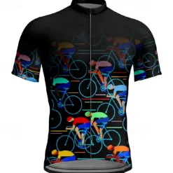 Men's Cycling Jersey Graphic Short Sleeve Bike Tee Tshirt Jersey with 3 Rear Pockets Mountain Bike MTB Quick Dry Anatomic Design Wicking Breathable Sports Black Yellow Red Clothing Apparel