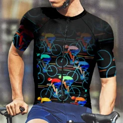 Men's Cycling Jersey Graphic Short Sleeve Bike Tee Tshirt Jersey with 3 Rear Pockets Mountain Bike MTB Quick Dry Anatomic Design Wicking Breathable Sports Black Yellow Red Clothing Apparel