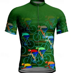 Men's Cycling Jersey Graphic Short Sleeve Bike Tee Tshirt Jersey with 3 Rear Pockets Mountain Bike MTB Quick Dry Anatomic Design Wicking Breathable Sports Black Yellow Red Clothing Apparel