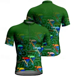 Men's Cycling Jersey Graphic Short Sleeve Bike Tee Tshirt Jersey with 3 Rear Pockets Mountain Bike MTB Quick Dry Anatomic Design Wicking Breathable Sports Black Yellow Red Clothing Apparel