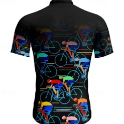 Men's Cycling Jersey Graphic Short Sleeve Bike Tee Tshirt Jersey with 3 Rear Pockets Mountain Bike MTB Quick Dry Anatomic Design Wicking Breathable Sports Black Yellow Red Clothing Apparel