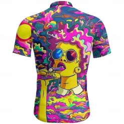 Men's Cycling Jersey Graphic Short Sleeve Bike Tee Tshirt Jersey with 3 Rear Pockets Mountain Bike MTB Quick Dry Anatomic Design Wicking Breathable Sports Purple Clothing Apparel