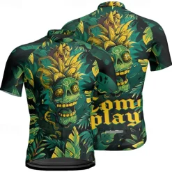 Men's Cycling Jersey Graphic Short Sleeve Bike Tee Tshirt Jersey with 3 Rear Pockets Mountain Bike MTB Quick Dry Anatomic Design Wicking Breathable Sports Blue Dark Green Green Clothing Apparel
