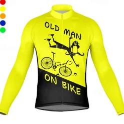 Men's Cycling Jersey Graphic Letter & Number Long Sleeve Bike Jersey Top with 3 Rear Pockets Mountain Bike MTB Road Bike Cycling Quick Dry Reflective Strips Back Pocket Moisture Wicking Sports Black