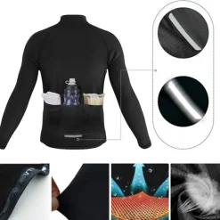 Men's Cycling Jersey Graphic Letter & Number Long Sleeve Bike Jersey Top with 3 Rear Pockets Mountain Bike MTB Road Bike Cycling Quick Dry Reflective Strips Back Pocket Moisture Wicking Sports Black