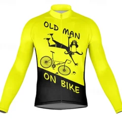 Men's Cycling Jersey Graphic Letter & Number Long Sleeve Bike Jersey Top with 3 Rear Pockets Mountain Bike MTB Road Bike Cycling Quick Dry Reflective Strips Back Pocket Moisture Wicking Sports Black