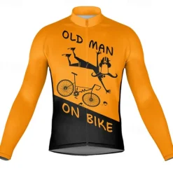 Men's Cycling Jersey Graphic Letter & Number Long Sleeve Bike Jersey Top with 3 Rear Pockets Mountain Bike MTB Road Bike Cycling Quick Dry Reflective Strips Back Pocket Moisture Wicking Sports Black