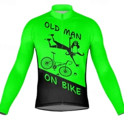 Men's Cycling Jersey Graphic Letter & Number Long Sleeve Bike Jersey Top with 3 Rear Pockets Mountain Bike MTB Road Bike Cycling Quick Dry Reflective Strips Back Pocket Moisture Wicking Sports Black