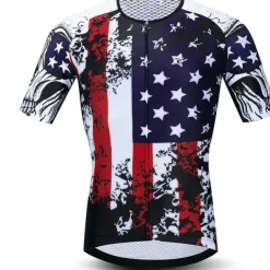 Men's Cycling Jersey Patterned Italy National Flag Short Sleeve Bike Jersey Top with 3 Rear Pockets Mountain Bike MTB Road Bike Cycling UV Resistant Quick Dry Back Pocket Sweat-Wicking Sports White