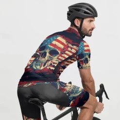 Men's Cycling Jersey Skull National Flag Short Sleeve Bike Tee Tshirt Jersey with 3 Rear Pockets Mountain Bike MTB Quick Dry Anatomic Design Wicking Breathable Sports Black Yellow Red Clothing Apparel