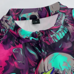 Men's Cycling Jersey Skull Short Sleeve Bike Tee Tshirt Jersey with 3 Rear Pockets Mountain Bike MTB Quick Dry Anatomic Design Wicking Breathable Sports Dark Purple Blue Purple Clothing Apparel