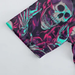 Men's Cycling Jersey Skull Short Sleeve Bike Tee Tshirt Jersey with 3 Rear Pockets Mountain Bike MTB Quick Dry Anatomic Design Wicking Breathable Sports Dark Purple Blue Purple Clothing Apparel