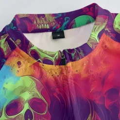 Men's Cycling Jersey Skull Short Sleeve Bike Tee Tshirt Jersey with 3 Rear Pockets Mountain Bike MTB Quick Dry Anatomic Design Wicking Breathable Sports Violet Black Dark Purple Clothing Apparel