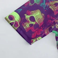 Men's Cycling Jersey Skull Short Sleeve Bike Tee Tshirt Jersey with 3 Rear Pockets Mountain Bike MTB Quick Dry Anatomic Design Wicking Breathable Sports Violet Black Dark Purple Clothing Apparel