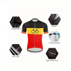 Men's Cycling Jersey Stripes Short Sleeve Bike Tee Tshirt Top with 3 Rear Pockets Mountain Bike MTB Road Bike Cycling Quick Dry Front Zipper Wicking Sports Red Clothing Apparel