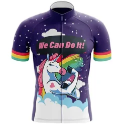 Men's Cycling Jersey Unicorn Funny Short Sleeve Bike Jersey Top with 3 Rear Pockets Mountain Bike MTB Road Bike Cycling Quick Dry Reflective Strips Back Pocket Moisture Wicking Sports Navy White