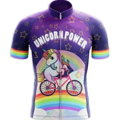 Men's Cycling Jersey Unicorn Funny Short Sleeve Bike Jersey Top with 3 Rear Pockets Mountain Bike MTB Road Bike Cycling Quick Dry Reflective Strips Back Pocket Moisture Wicking Sports Navy White