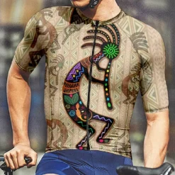 Men's Cycling Jersey Vintage Short Sleeve Bike Tee Tshirt Jersey with 3 Rear Pockets Mountain Bike MTB Quick Dry Anatomic Design Wicking Breathable Sports Khaki Clothing Apparel