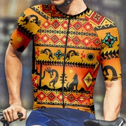 Men's Cycling Jersey Vintage Short Sleeve Bike Tee Tshirt Jersey with 3 Rear Pockets Mountain Bike MTB Quick Dry Anatomic Design Wicking Breathable Sports Yellow Clothing Apparel