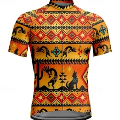 Men's Cycling Jersey Vintage Short Sleeve Bike Tee Tshirt Jersey with 3 Rear Pockets Mountain Bike MTB Quick Dry Anatomic Design Wicking Breathable Sports Yellow Clothing Apparel