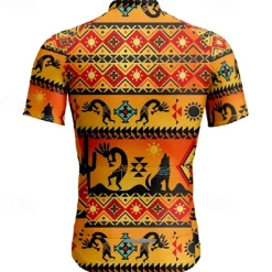 Men's Cycling Jersey Vintage Short Sleeve Bike Tee Tshirt Jersey with 3 Rear Pockets Mountain Bike MTB Quick Dry Anatomic Design Wicking Breathable Sports Yellow Clothing Apparel