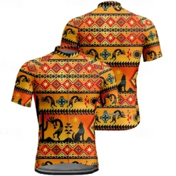 Men's Cycling Jersey Vintage Short Sleeve Bike Tee Tshirt Jersey with 3 Rear Pockets Mountain Bike MTB Quick Dry Anatomic Design Wicking Breathable Sports Yellow Clothing Apparel