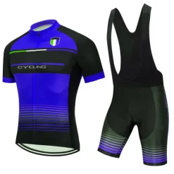 Men's Cycling Jersey with Bib Shorts Short Sleeve Mountain Bike MTB Road Bike Cycling Red Green Stripes Bike Clothing Suit 3D Pad Breathable Quick Dry Back Pocket Polyester Spandex Sports Stripes