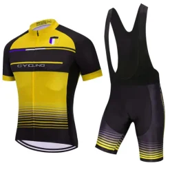 Men's Cycling Jersey with Bib Shorts Short Sleeve Mountain Bike MTB Road Bike Cycling Red Green Stripes Bike Clothing Suit 3D Pad Breathable Quick Dry Back Pocket Polyester Spandex Sports Stripes