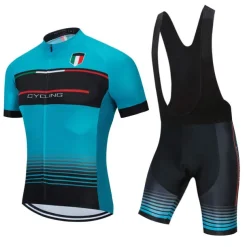 Men's Cycling Jersey with Bib Shorts Short Sleeve Mountain Bike MTB Road Bike Cycling Red Green Stripes Bike Clothing Suit 3D Pad Breathable Quick Dry Back Pocket Polyester Spandex Sports Stripes