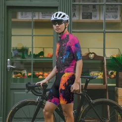 Men's Cycling Jersey with Shorts Graffiti Short Sleeve Bike Clothing Suit with 3 Rear Pockets Mountain Bike MTB Road Bike Cycling Front Zipper Sweat wicking Comfortable Breathable Sports Yellow Red