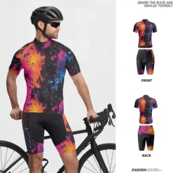 Men's Cycling Jersey with Shorts Graffiti Short Sleeve Bike Clothing Suit with 3 Rear Pockets Mountain Bike MTB Road Bike Cycling Front Zipper Sweat wicking Comfortable Breathable Sports Yellow Red