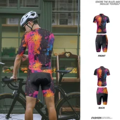Men's Cycling Jersey with Shorts Graffiti Short Sleeve Bike Clothing Suit with 3 Rear Pockets Mountain Bike MTB Road Bike Cycling Front Zipper Sweat wicking Comfortable Breathable Sports Yellow Red