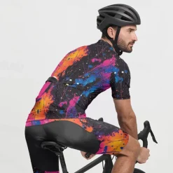 Men's Cycling Jersey with Shorts Graffiti Short Sleeve Bike Clothing Suit with 3 Rear Pockets Mountain Bike MTB Road Bike Cycling Front Zipper Sweat wicking Comfortable Breathable Sports Yellow Red