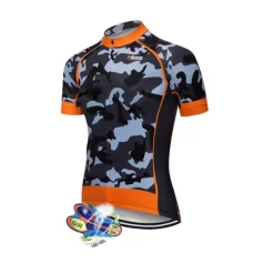 Men's Cycling Jersey with Bib Shorts Short Sleeve Mountain Bike MTB Road Bike Cycling Black White Red Patchwork Camo / Camouflage Bike Clothing Suit UV Resistant 3D Pad Breathable Quick Dry Back